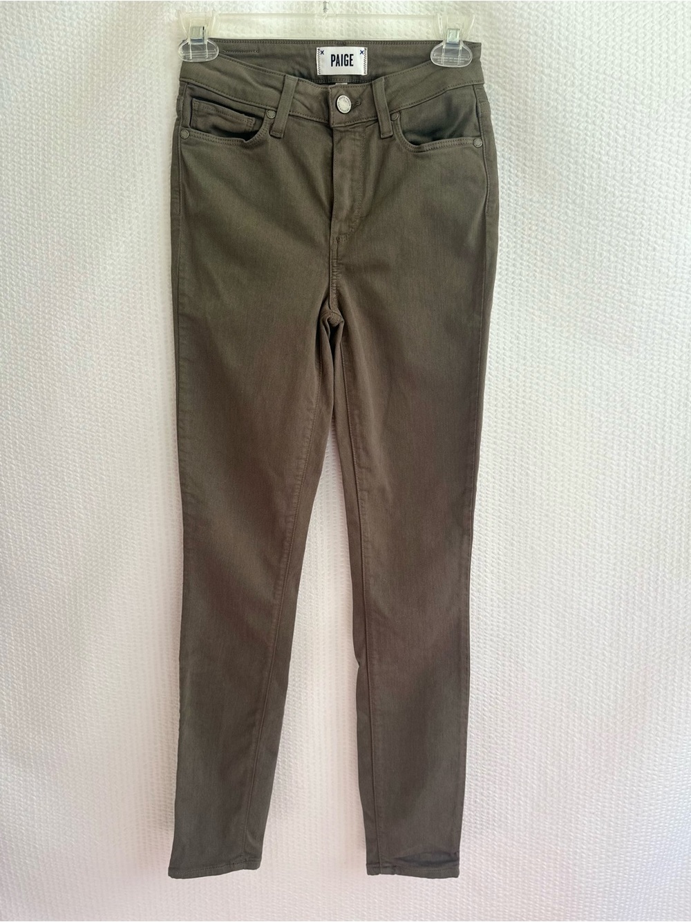 PAIGE Hoxton Ankle Skinny Jeans Seaweed Green High Rise Stretch Women’s Size 25